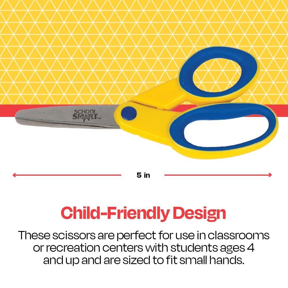 School Smart Blunt Tip Kids Scissors, Left Handed, 5 Inches, Yellow/Blue | School Specialty School Smart Blunt Tip Kids Scissors, Left Handed, 5 Inches, Yellow/Blue | School Specialty